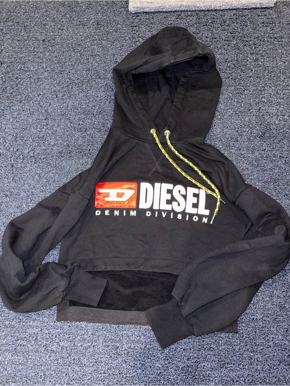 Diesel Black Cropped Hooded Sweatshirt